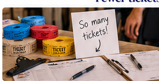 Paper raffle tickets at a traditional event
